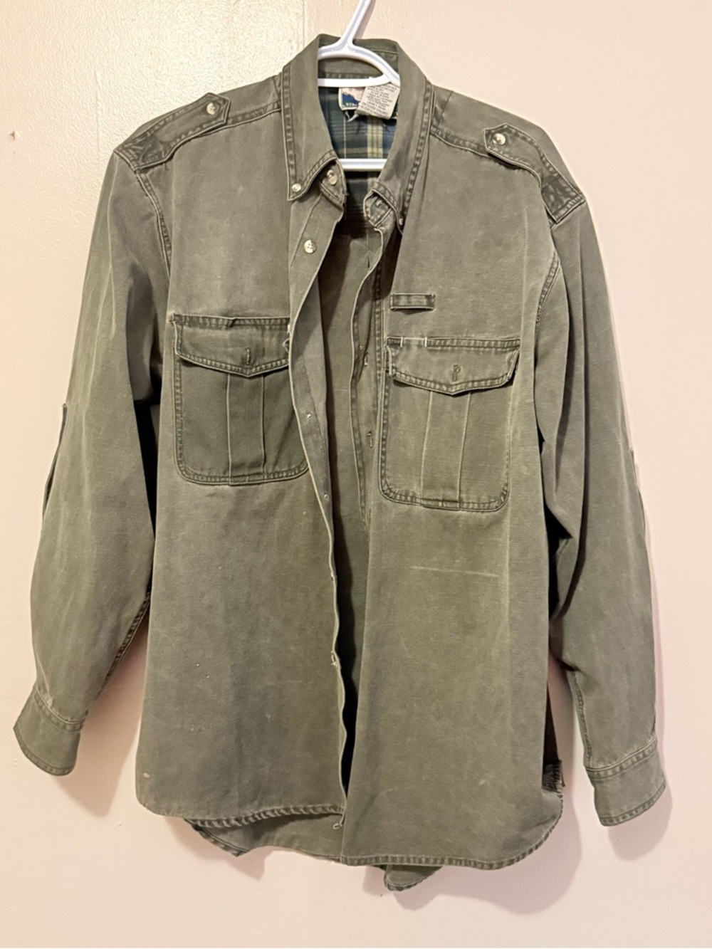 Vintage Men's Olive Green Utility Shirt